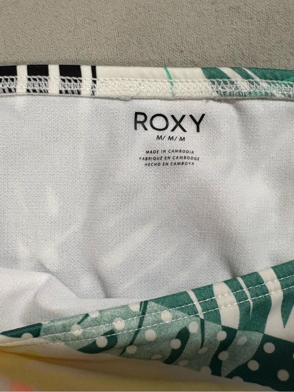 Roxy Women's Tropical Leaf Print Bikini - Black, Green, Peach, Yellow, White - Picture 3 of 7